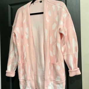 Pink leopard print cardigan